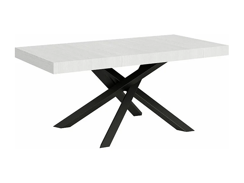 Table à manger design blanche et pieds entrelacés anthracite 180cm Artemis