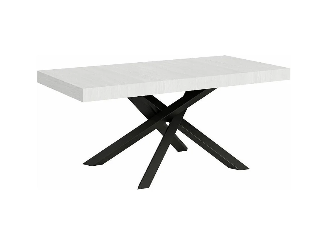 Table à manger design blanche et pieds entrelacés anthracite 180cm Artemis