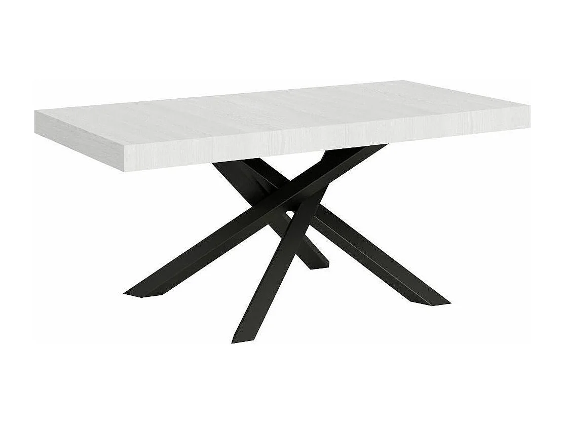 Table à manger design blanche et pieds entrelacés anthracite 180cm Artemis