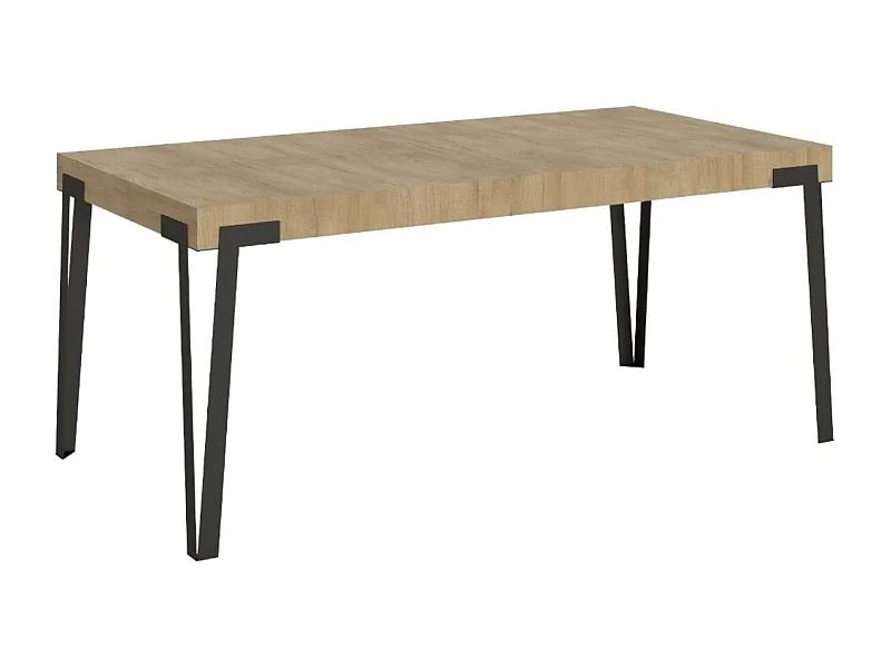 Table rectangulaire 160cm chênes clair et pieds métal anthracite Konta