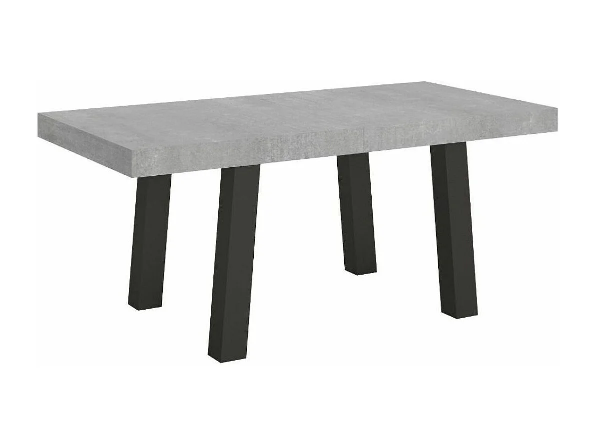 Rechthoekige betongrijze eettafel en antraciet metalen poten Bidy 180 cm