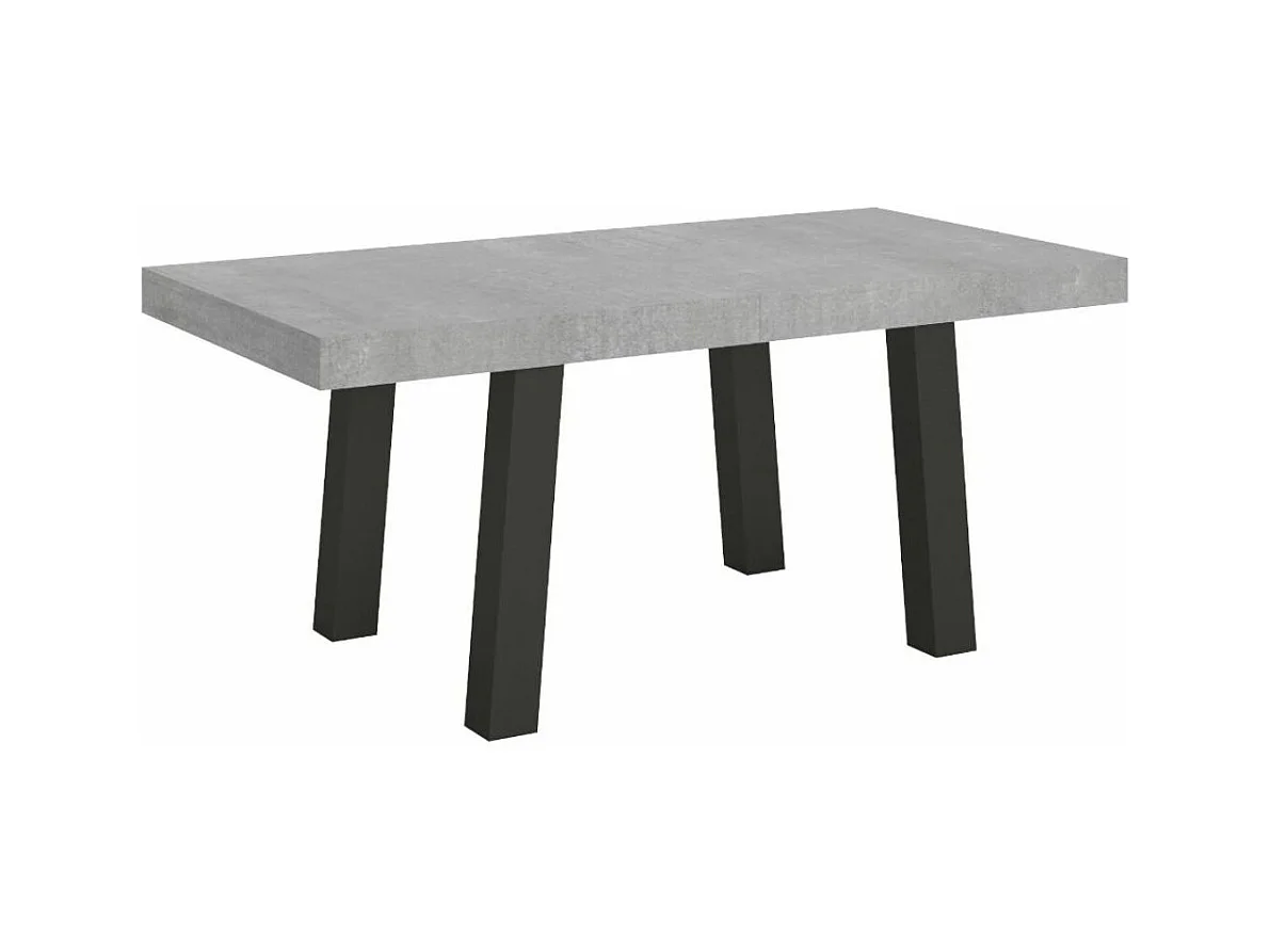 Table à manger rectangulaire gris béton et pieds métal anthracite Bidy 180cm
