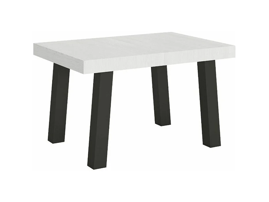 Table à manger rectangulaire blanc et pieds métal anthracite Bidy 130cm