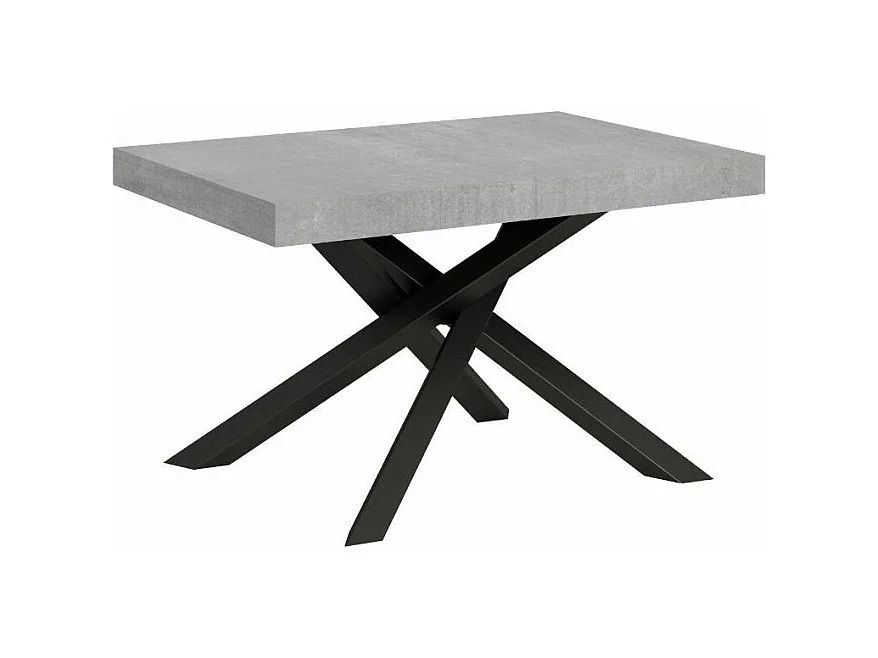 Petite table à manger design gris béton et pieds entrelacés anthracite 130cm Artemis