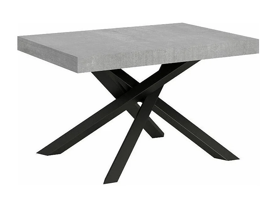 Petite table à manger design gris béton et pieds entrelacés anthracite 130cm Artemis