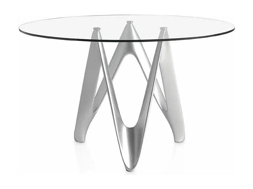 Perla zilver gelakte glasvezel design ronde tafel-Dimensies D 110 x H 76 cm
