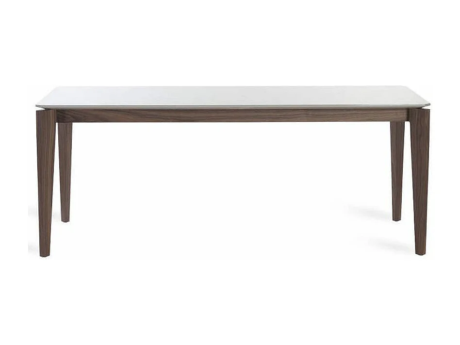 Table rectangulaire bois laqué et pieds bois noyer Muza-Couleur Dragon