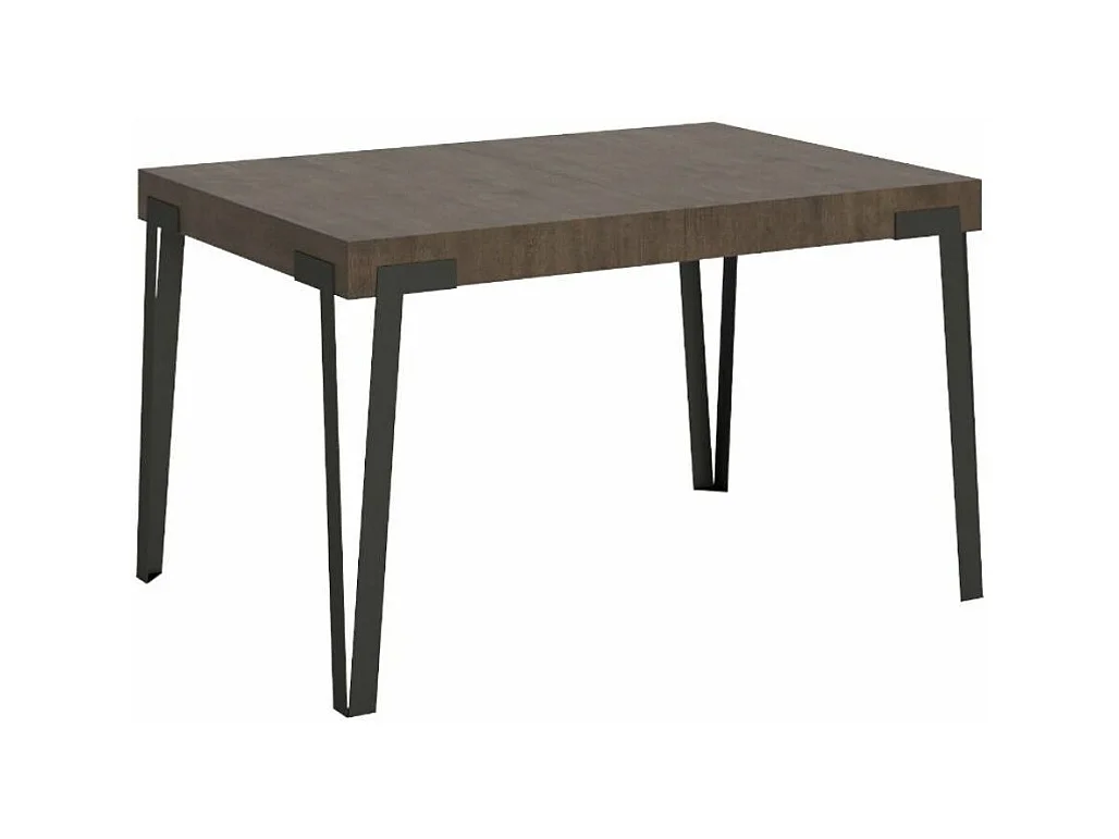 Table rectangulaire 130cm noyer et pieds métal anthracite Konta
