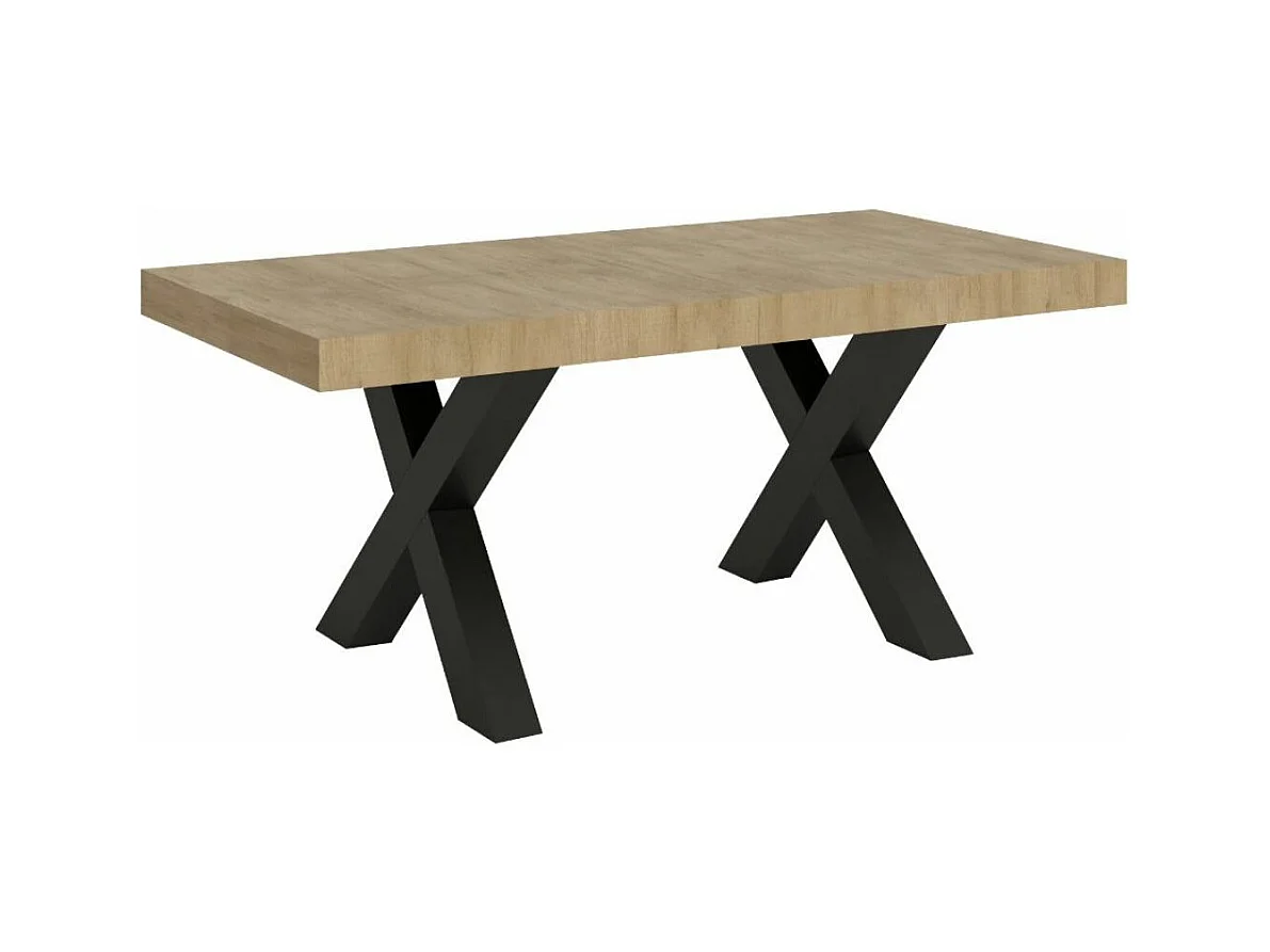 Rechthoekige eettafel in licht hout en donkergrijze metalen poten Tsara 160 cm