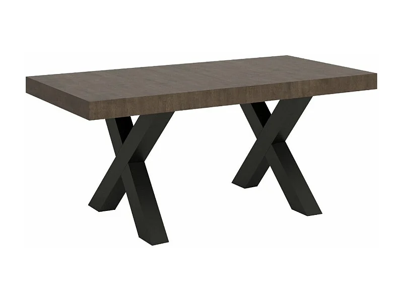 Mesa de comedor Tsara 160 cm rectangular de madera oscura con patas de metal gris oscuro