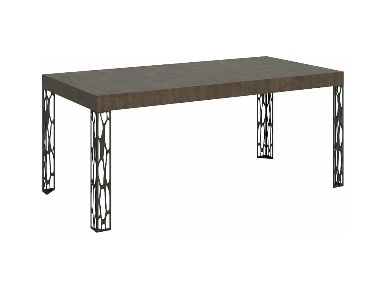 Table à manger rectangulaire 160cm bois foncé et pieds métal gris foncé Gisa