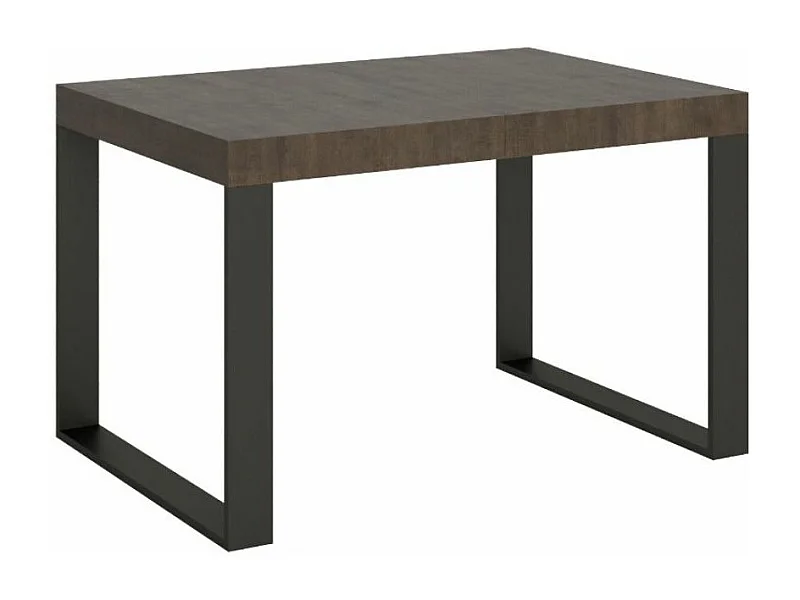 Mesa de comedor moderna Tiroz 130 cm de madera oscura con patas de metal antracita