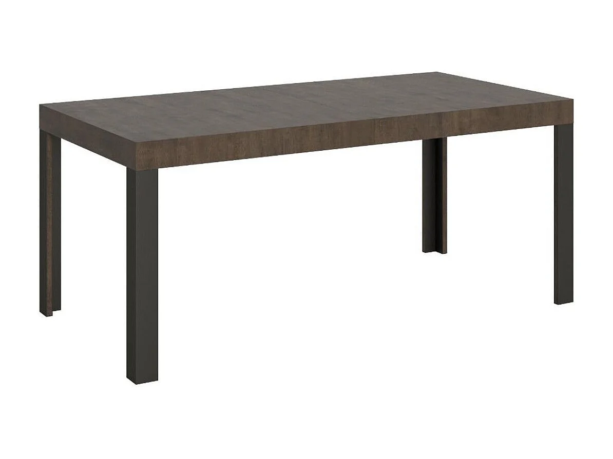 Table à manger rectangulaire bois foncé et pieds métal gris foncé Liva 180cm