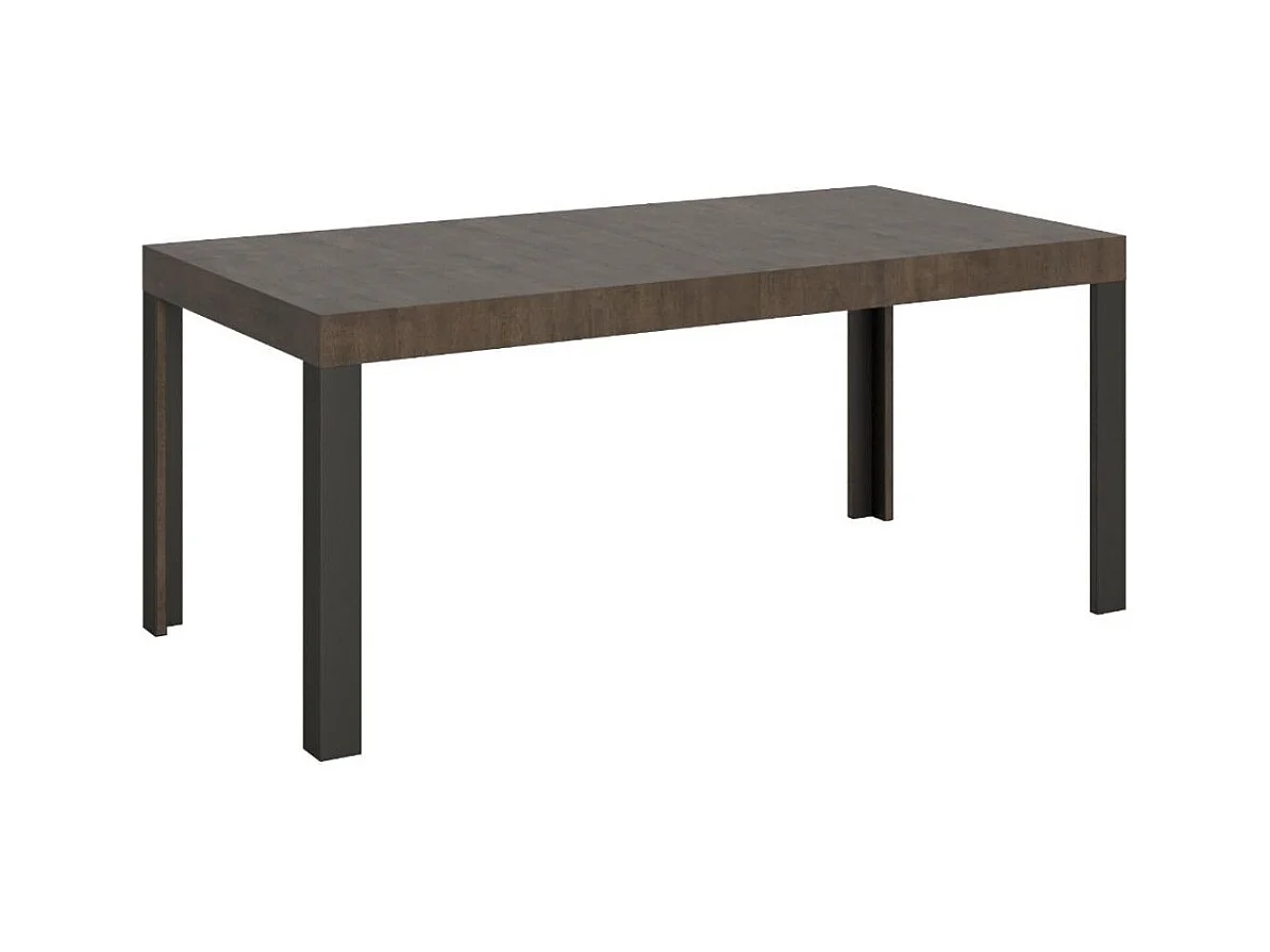 Table à manger rectangulaire bois foncé et pieds métal gris foncé Liva 180cm