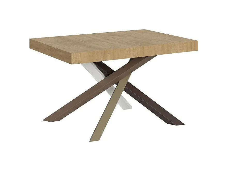 Petite table à manger design chêne clair et pieds entrelacés 130cm Artemis