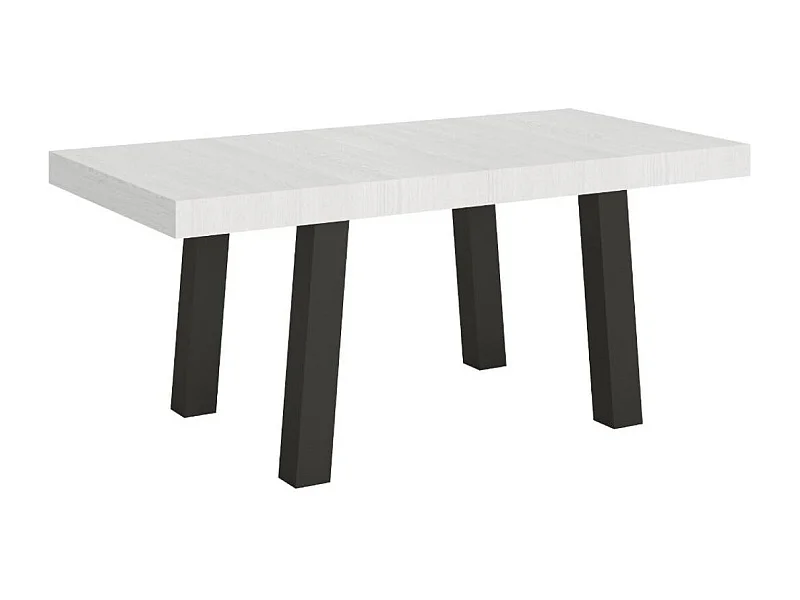 Table à manger rectangulaire blanc et pieds métal anthracite Bidy 160cm