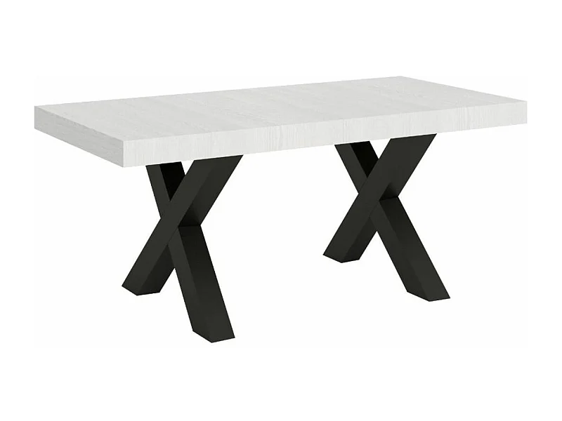 Mesa de comedor Tsara 130 cm rectangular de fresno blanco con patas de metal gris oscuro