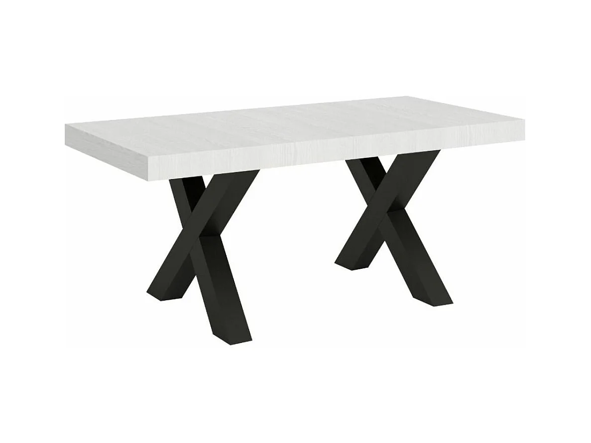 Table à manger rectangulaire blanc et pieds métal gris foncé Tsara 130cm