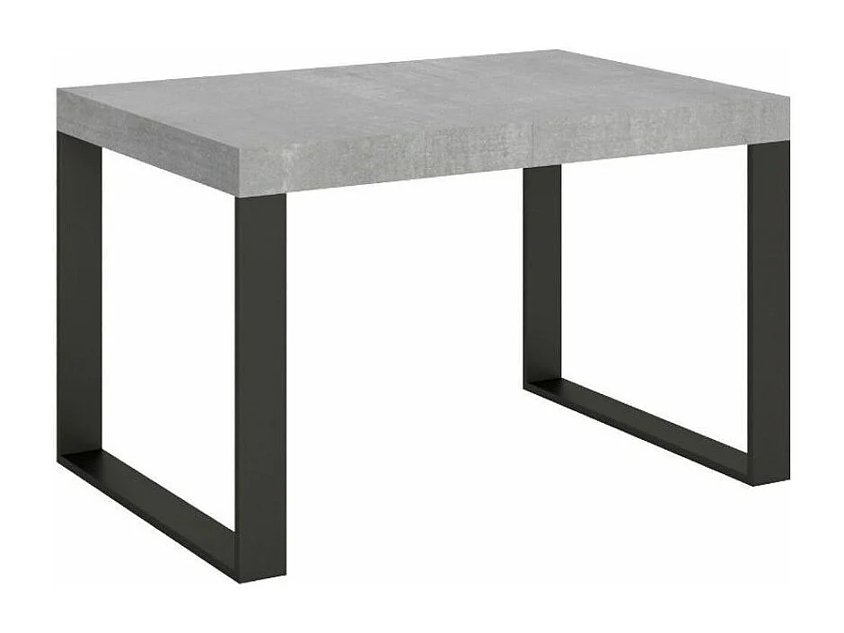 Table à manger moderne gris béton et pieds métal anthracite Tiroz 130cm