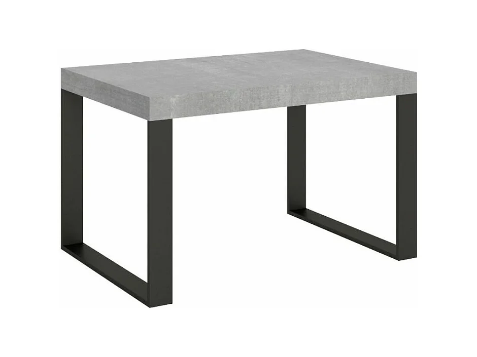 Table à manger moderne gris béton et pieds métal anthracite Tiroz 130cm