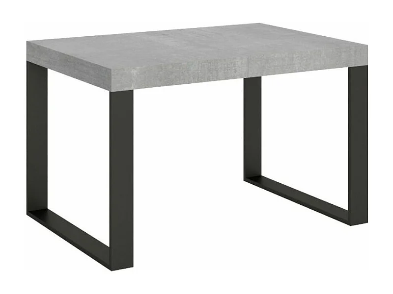 Table à manger moderne gris béton et pieds métal anthracite Tiroz 130cm