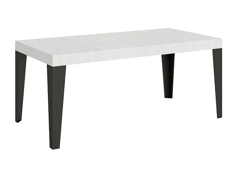Table rectangulaire 130cm blanc et pieds métal anthracite Flavio 6 places