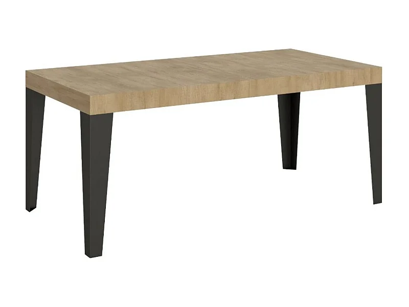 Flavio 6-persoons rechthoekige tafel 130 cm licht eiken en antraciet metalen poten