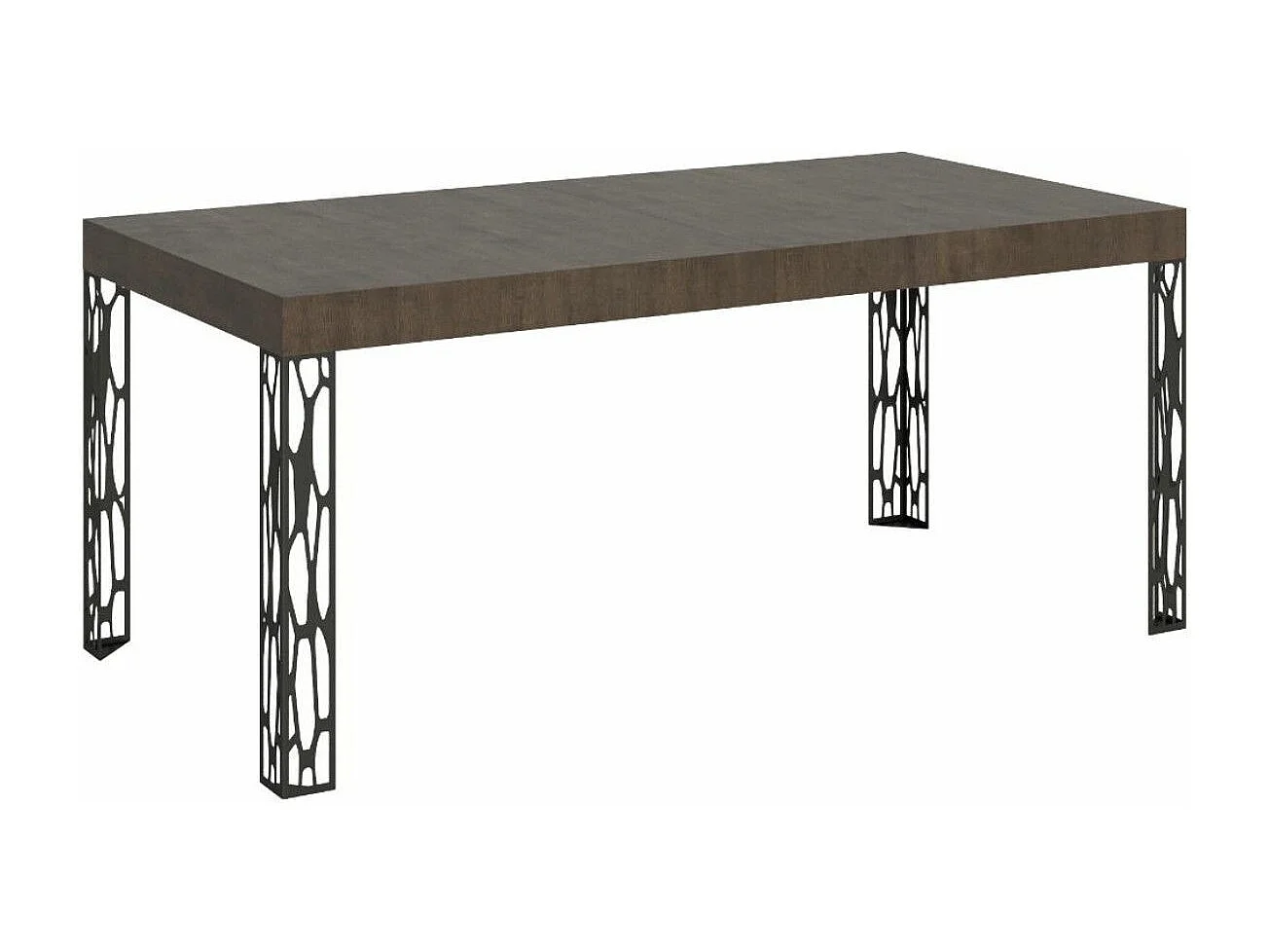 Rechthoekige eettafel 180 cm donker hout en donkergrijze metalen poten Gisa