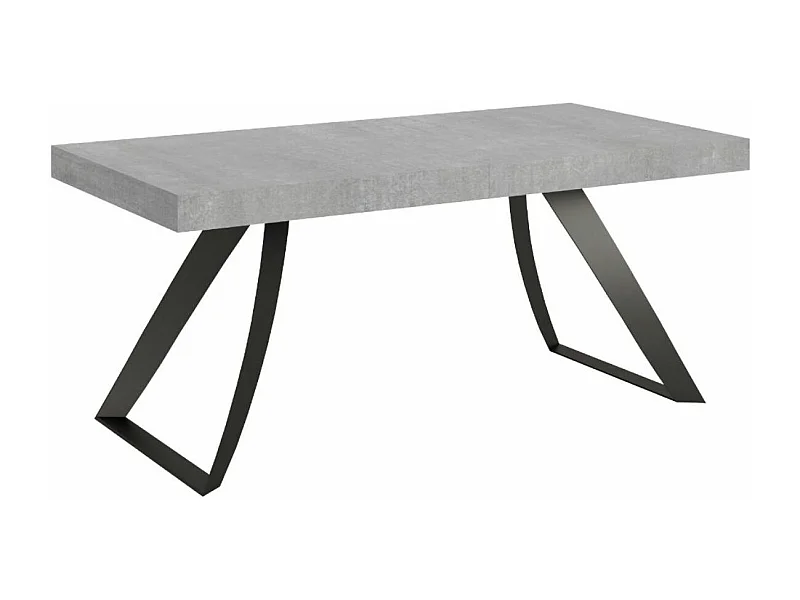 Table design 160cm grise et pieds métal incurvés anthracite Volta