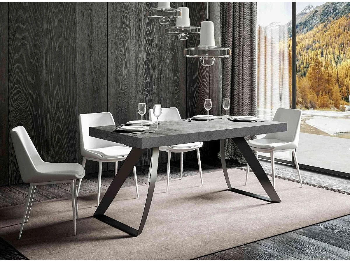 Mesa de diseño Volta 160 cm gris con patas de metal curvado antracita