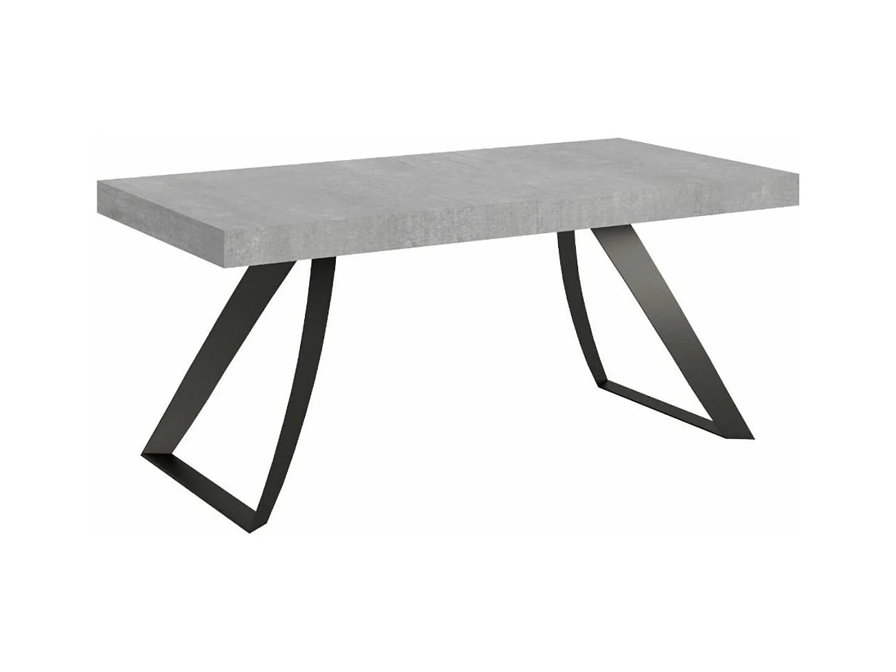 Table design 160cm grise et pieds métal incurvés anthracite Volta