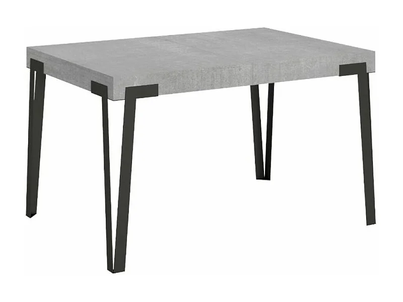 Table rectangulaire 130cm gris ciment et pieds métal anthracite Konta