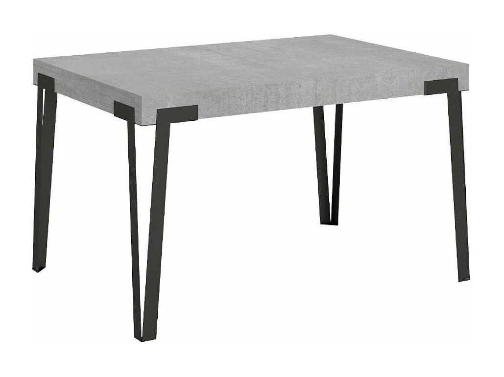 Table rectangulaire 130cm gris ciment et pieds métal anthracite Konta