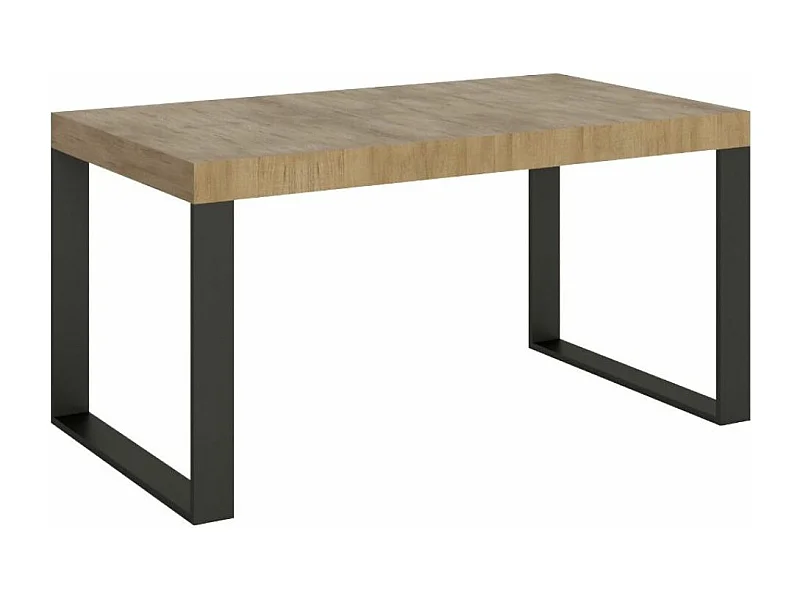 Table industrielle chêne clair et pieds métal anthracite Tiroz 160cm