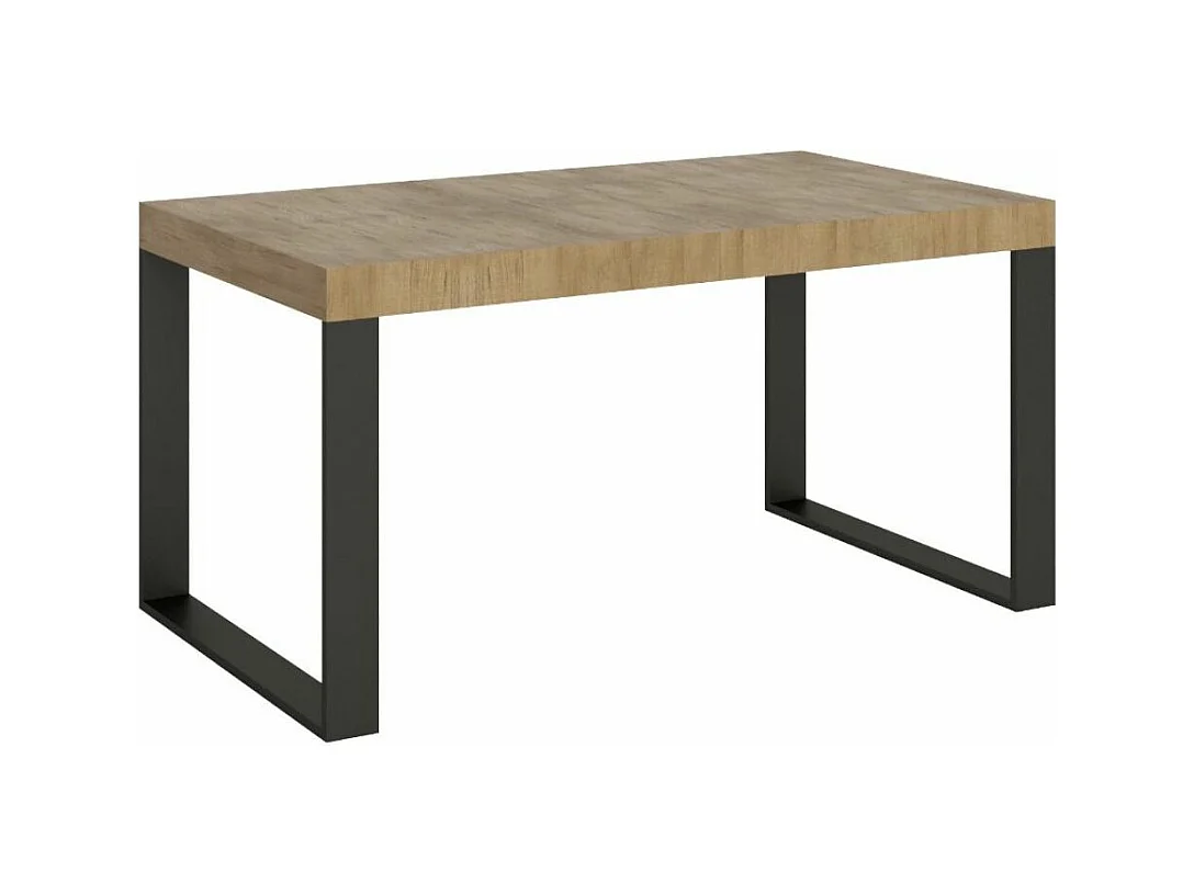 Table industrielle chêne clair et pieds métal anthracite Tiroz 160cm