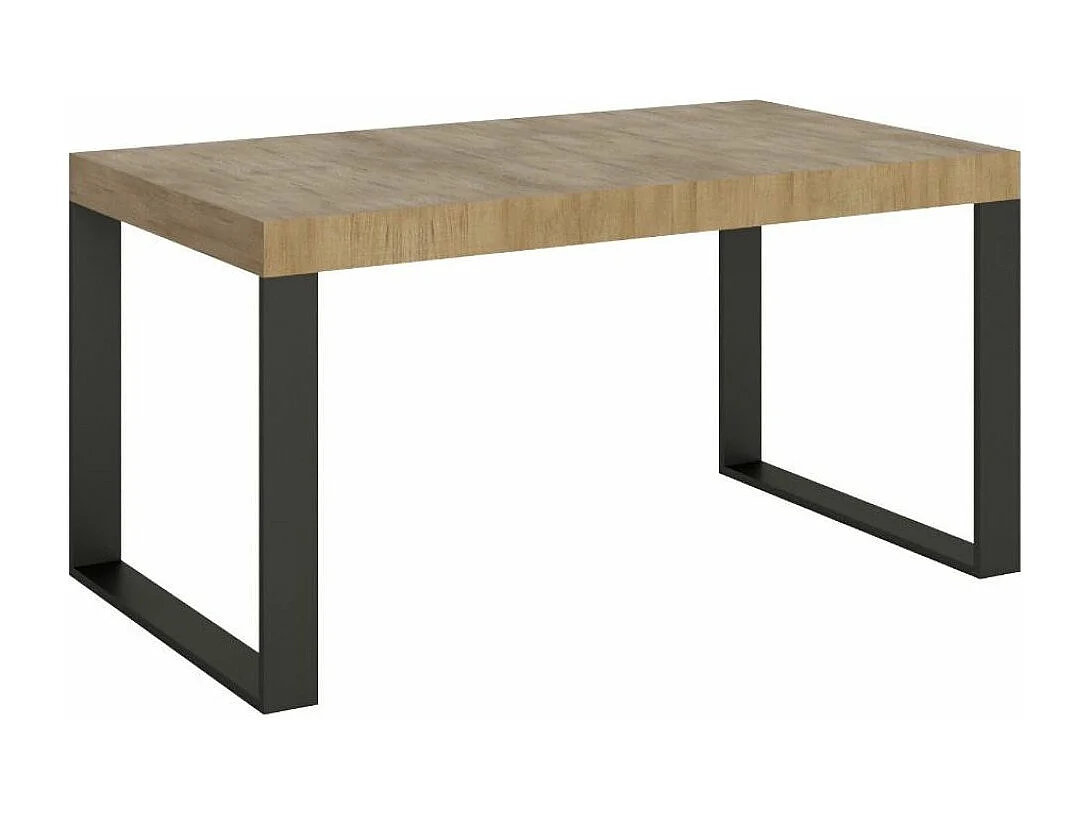 Table industrielle chêne clair et pieds métal anthracite Tiroz 160cm