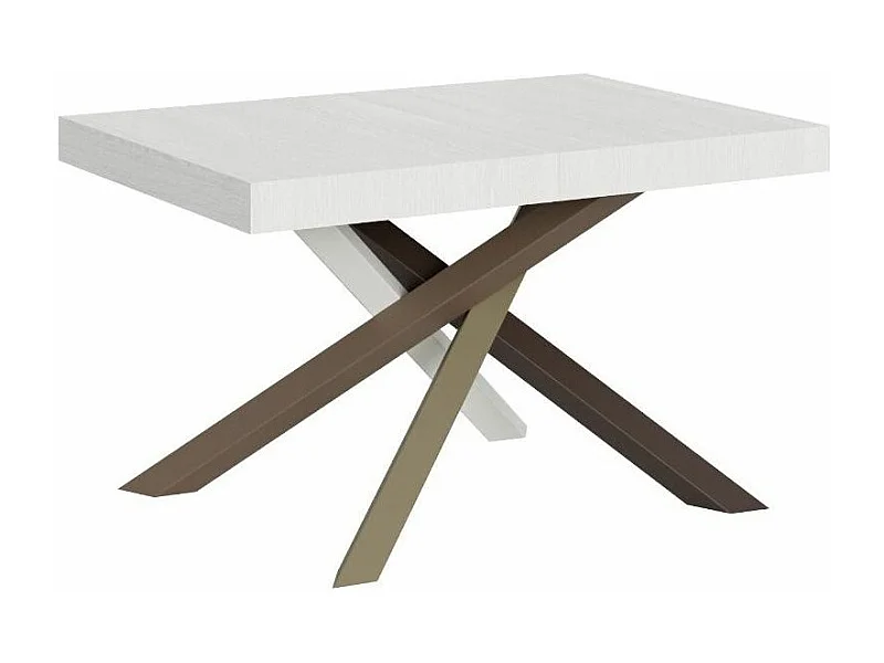 Petite table à manger design blanche et pieds entrelacés 130cm Artemis