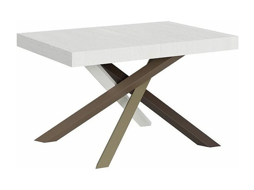 Mesa de comedor pequeña de diseño blanca con patas entrelazadas 4 colores 130 cm Artemis