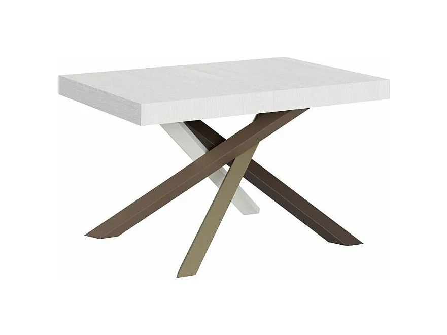 Petite table à manger design blanche et pieds entrelacés 130cm Artemis