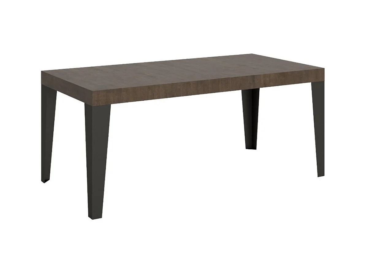 Mesa rectangular Flavio 180 cm nogal y patas de metal antracita de 6 a 8 plazas
