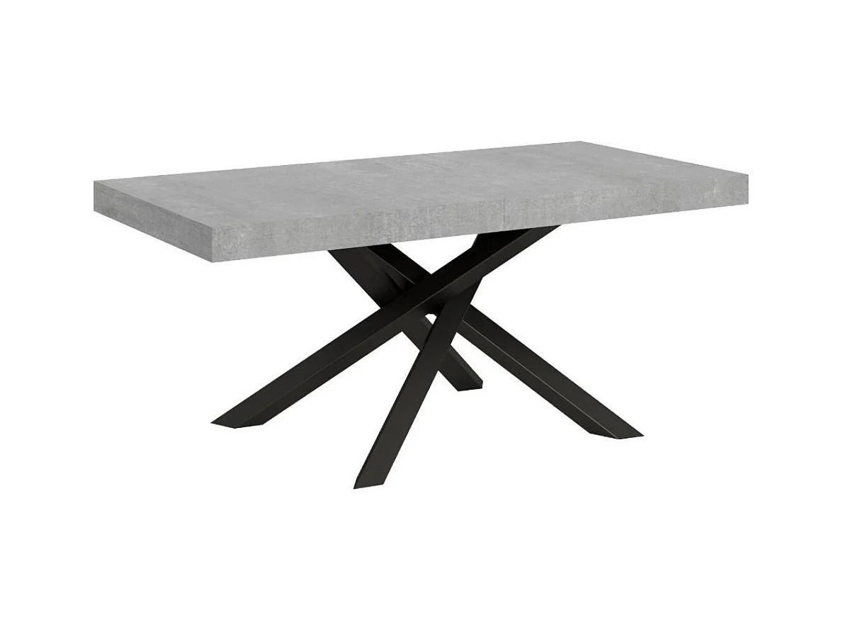 Betongrijze design eettafel en antraciet in elkaar verweven poten 160 cm Artemis