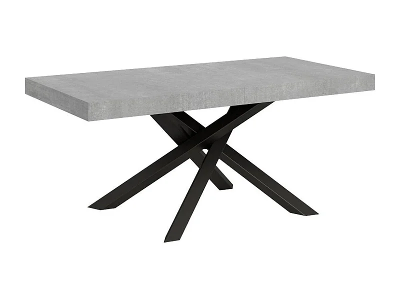 Table à manger design gris béton et pieds entrelacés anthracite 160cm Artemis