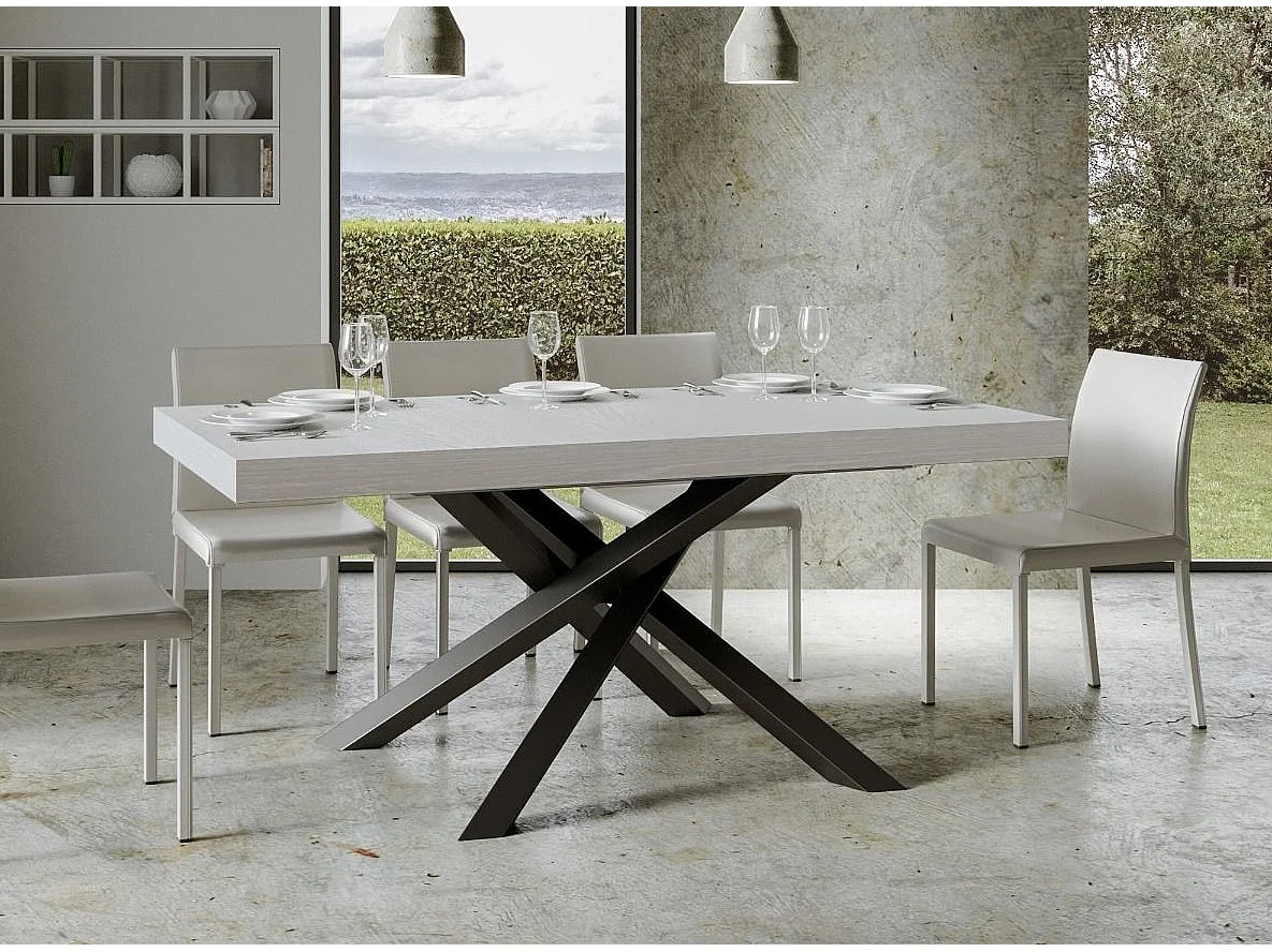 Mesa blanca con patas entrelazadas antracita 160 cm Artemis