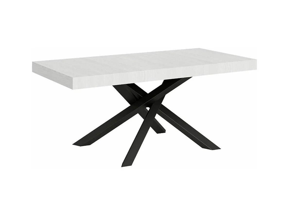 Table à manger design blanche et pieds entrelacés anthracite 160cm Artemis
