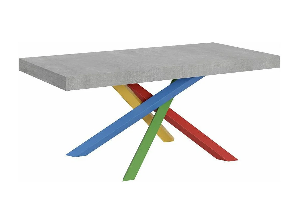 Table design grise et pieds entrelacés multicouleurs 130cm Artemis