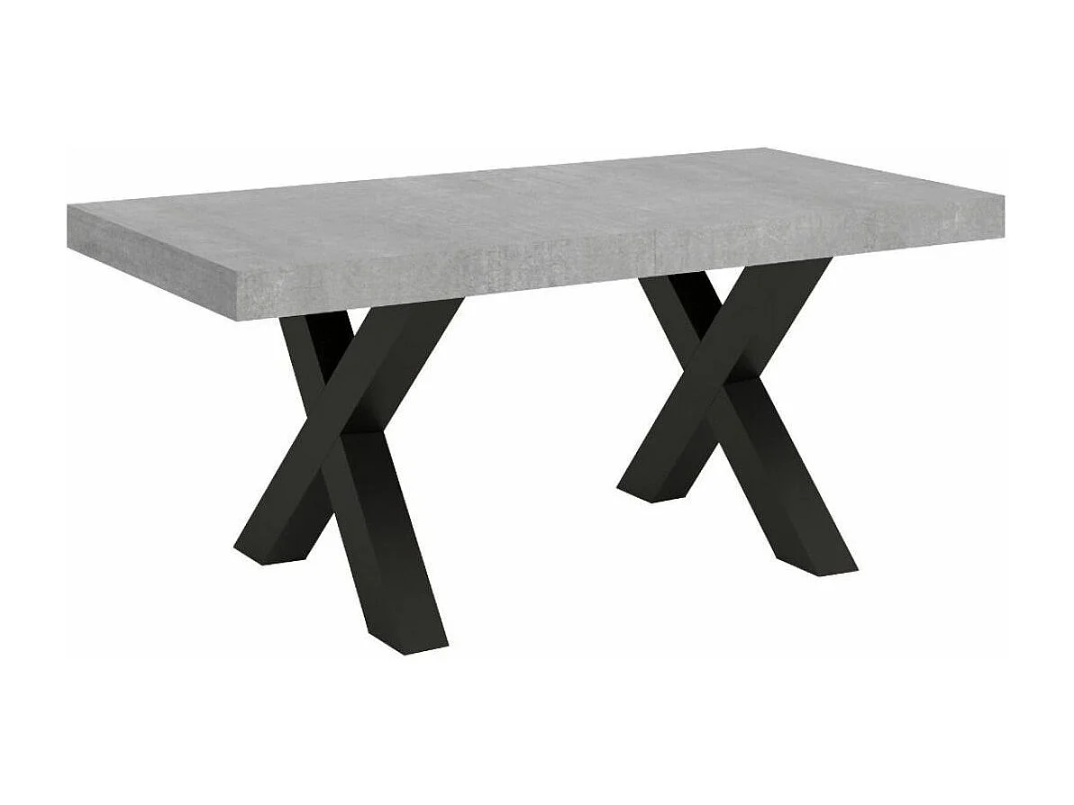 Mesa de comedor rectangular Tsara 180 cm de hormigón gris con patas de metal gris oscuro