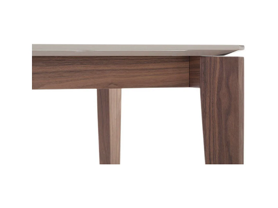 Muza rechthoekige gelakte houten tafel en walnoothouten poten-Kleur Zuur
