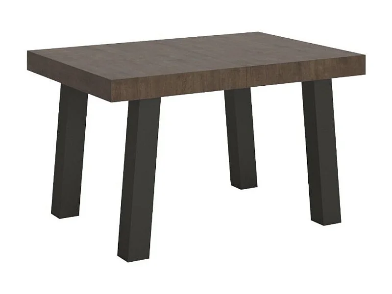 Mesa de comedor rectangular Bidy 130 cm de madera oscura con patas de metal antracita