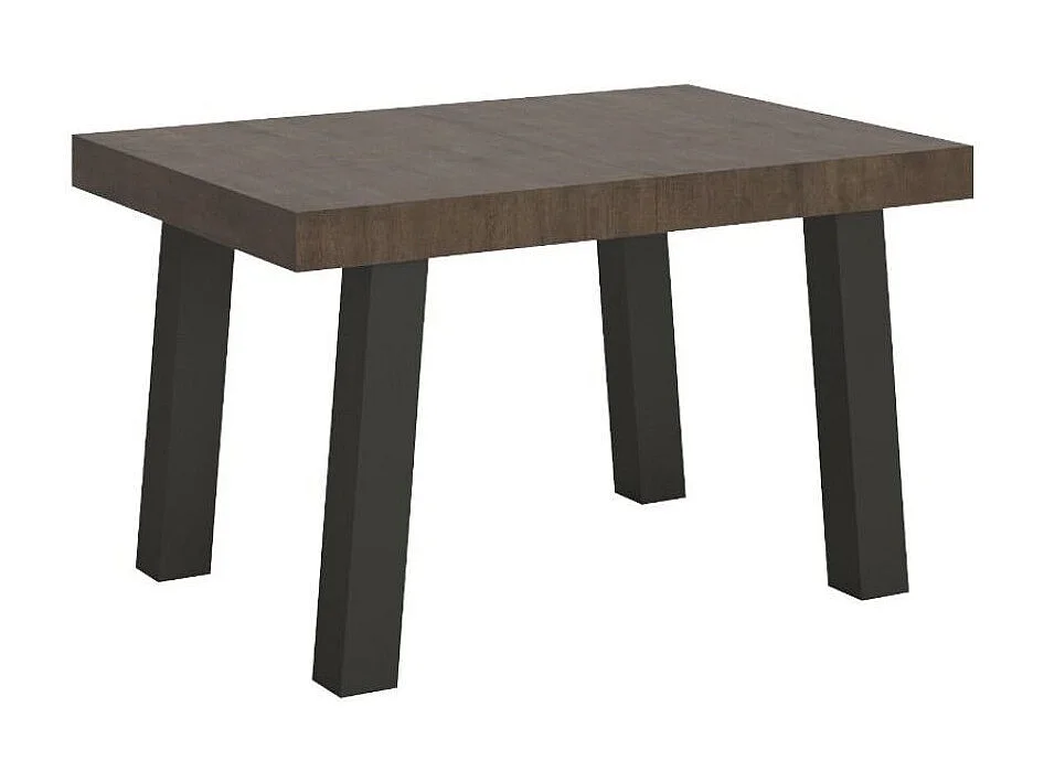 Table à manger rectangulaire bois foncé et pieds métal anthracite Bidy 130cm