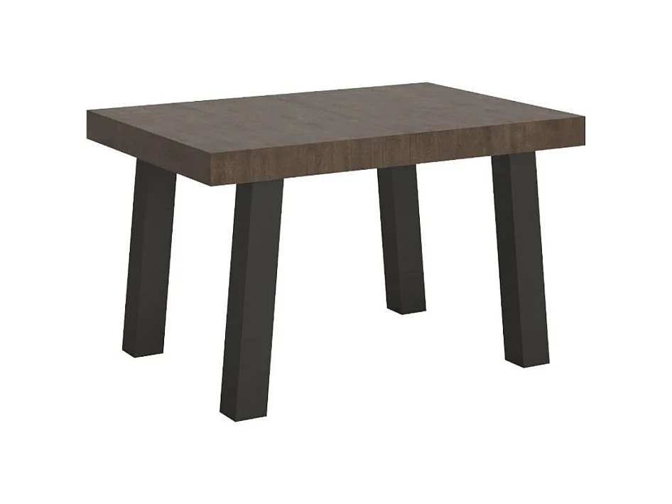 Table à manger rectangulaire bois foncé et pieds métal anthracite Bidy 130cm